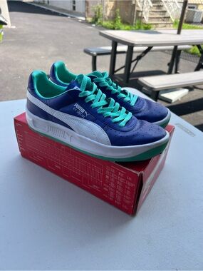 Puma GV Special Spectrum Blue Teal Leather 343569-70 Men’s Sz 7.5 Retro Sneaker
